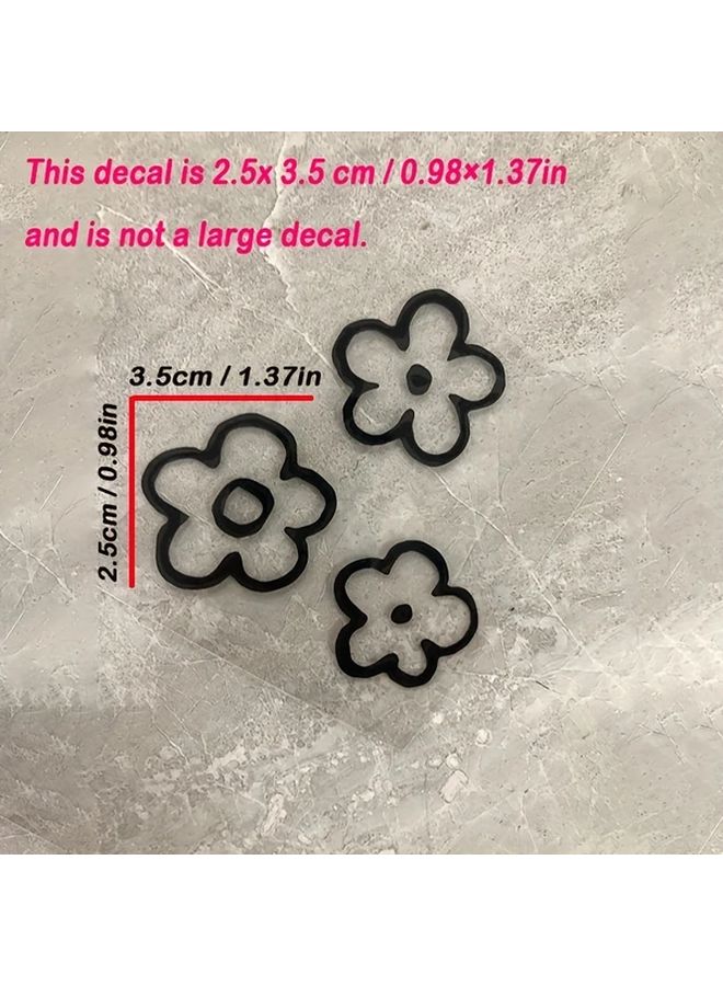 White Pink 6pcs Floral Car Mirror Decal Set Waterproof Cute Decorations - Image 3
