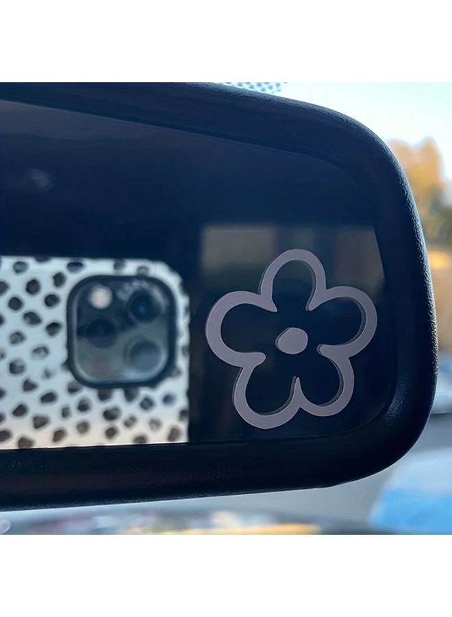 White Pink 6pcs Floral Car Mirror Decal Set Waterproof Cute Decorations - Image 5