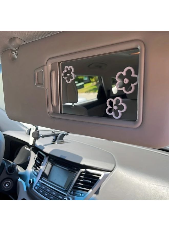 White Pink 6pcs Floral Car Mirror Decal Set Waterproof Cute Decorations - Image 4