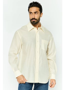 GANT Men Relaxed Fit Plain Long Sleeve Casual Shirt, Cream  - Image 1