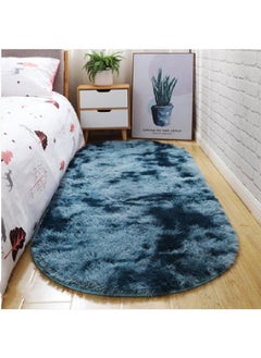 Bluejw 1-Piece Bedroom Carpet Oval Blue 160 CM  - Image 1