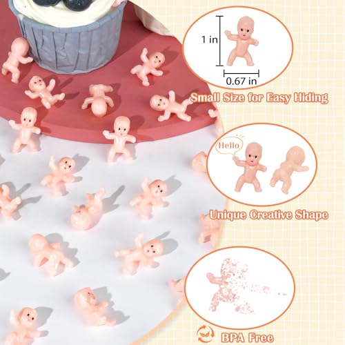 ZYFLSQ 120 Pcs Mini Babies for Baby Shower Games 1 Inch Tiny Plastic Babies Bulk for My Water Broke Ice Cube Mardi Gras King Cake Baby Figurines Hide Hunt Games Party Decorations FavorsWhite - Image 5