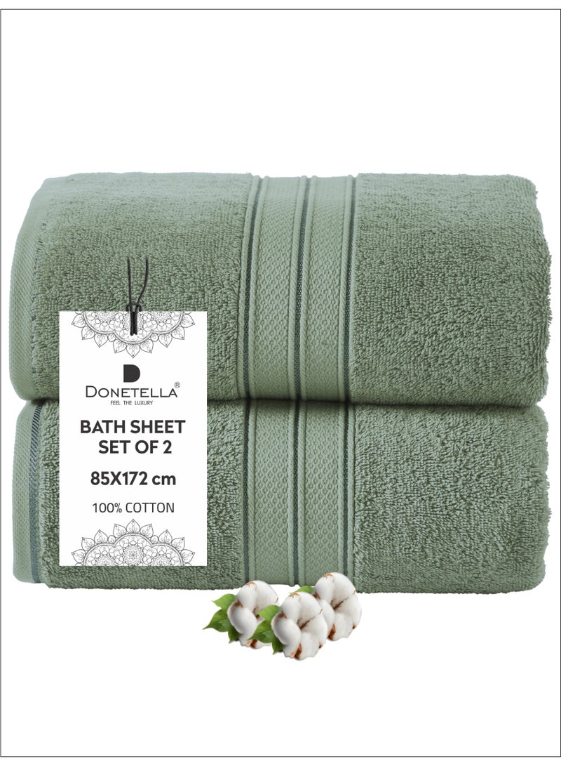 Donetella Premium 100 % Combed Cotton 2-Pcs Bath Sheet Set (85 X 172 CM) 600 GSM Large Towel, Highly Absorbent, Quick Dry,Best Towel for Bathroom, Spa And Hotel - Image 1