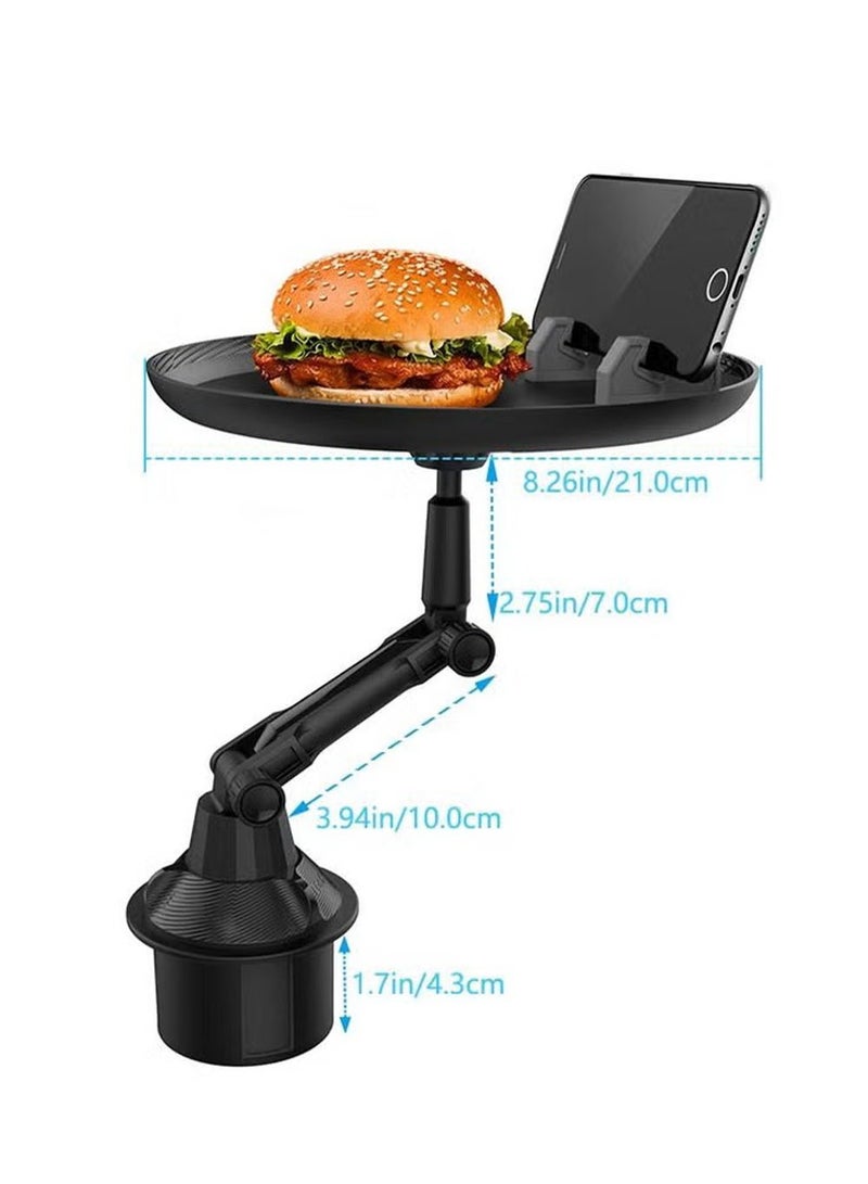 YOUGE Adjustable Car Tray Table for Eating with Phone Slot and Swivel Arm Black - Image 2