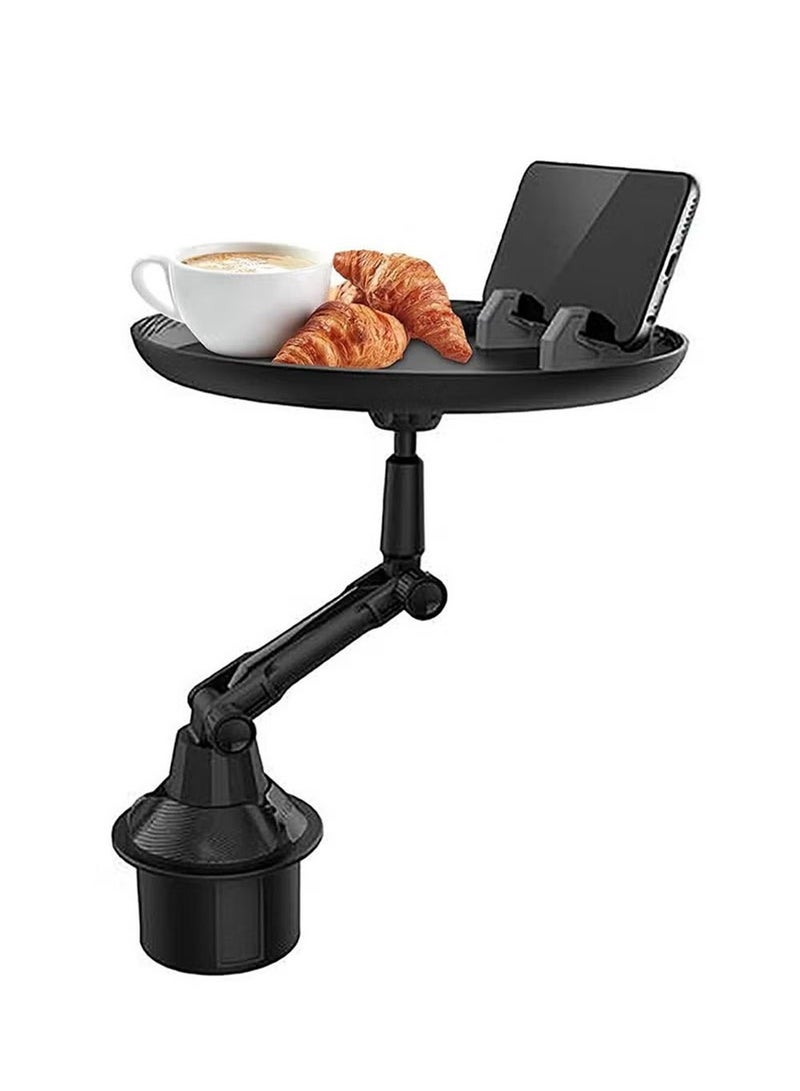 YOUGE Adjustable Car Tray Table for Eating with Phone Slot and Swivel Arm Black - Image 1