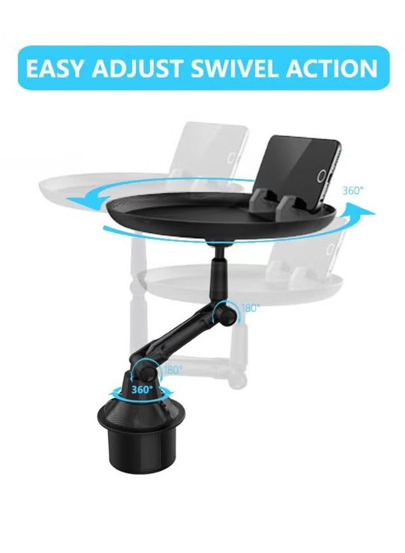 YOUGE Adjustable Car Tray Table for Eating with Phone Slot and Swivel Arm Black - Image 3