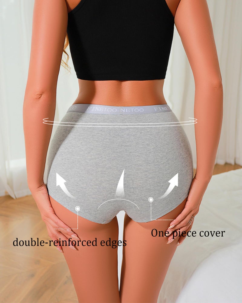 FINETOO Womens Cotton Boy Shorts Underwear Full Coverage Soft Boxer Briefs High Waisted Panties for Lady Girls 6 Pack(XL) - Image 3