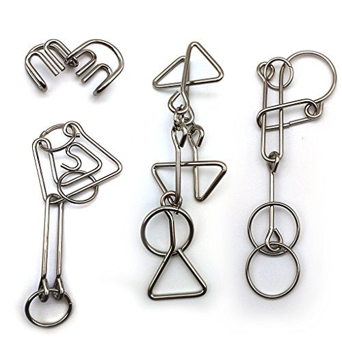 Zooshine 4 Sets Advanced Metal Brain Puzzles Teasers Higher Level Challenge for Party Games Office Toys Family Games for Kids Adults - Image 1
