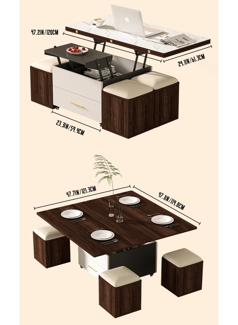 Generic Multifunctional Adjustable Height Modern Dining Table Set Coffee Table Set  - Image 4