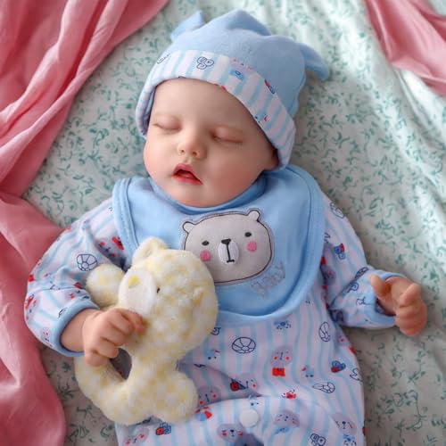 JIZHI Lifelike Reborn Baby Dolls  17Inch Realistic Newborn Baby Doll Full Vinyl Body Poseable Boy with Feeding Kit Gift Box for Ages 3 - Image 1