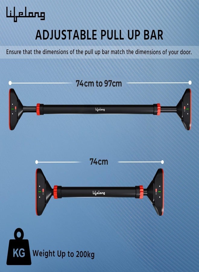 Lifelong Pull Up Bar for Home -Adjustable Rod 65cm to 95cm width, wall mounted without screws -Door Pull up bar to Increase Height -Exercise equipment for Home Gym - Chin up Bar weight capacity 200Kgs - Image 2