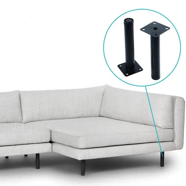 Zohra Zohra Hardware 4 Pcs Metal Adjustable Straight Shaped Furniture Legs Latest Style Coffee Table Sofa Feet Kitchen Table Legs Bathroom Cabinet Cupboard Feet 6 Inches Black - Image 3