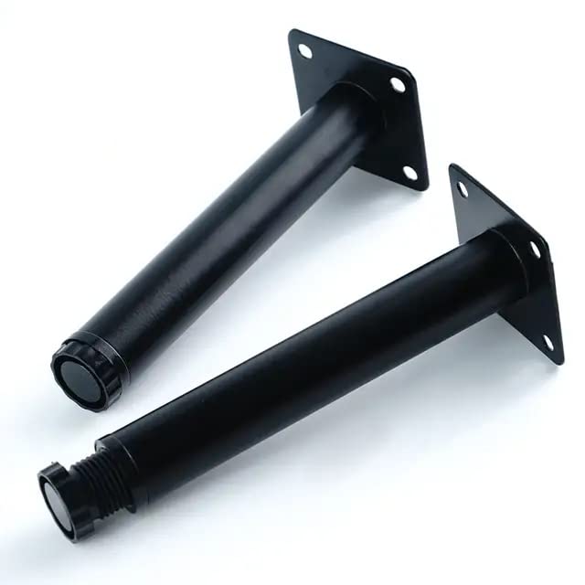 Zohra Zohra Hardware 4 Pcs Metal Adjustable Straight Shaped Furniture Legs Latest Style Coffee Table Sofa Feet Kitchen Table Legs Bathroom Cabinet Cupboard Feet 6 Inches Black - Image 1