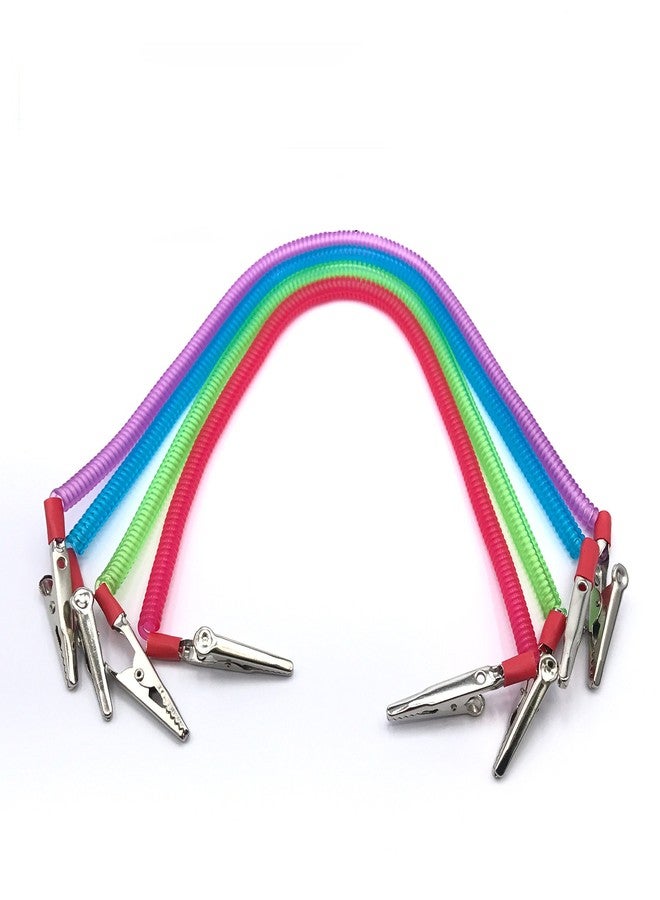 Fodattm Dental Plastic Spring Chain Metal Clips Napkin Holder Bib Clips Apron Towel Napkin Clip Lanyard Neck Strap Napkin Chain for Elderly Adult Baby Colour Random (Pack of 4) - Image 3