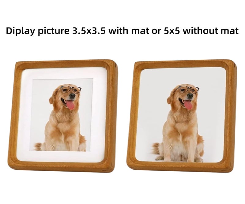 Zibrelte Natural 5x5 Picture Frame Wood with Mat for Pictures 3.5x3.5 or 5x5 Square Wall Photo Frames 5x5 Made of Solid Teak Wood for Tabletop Gallery Wall Hanging - Image 5