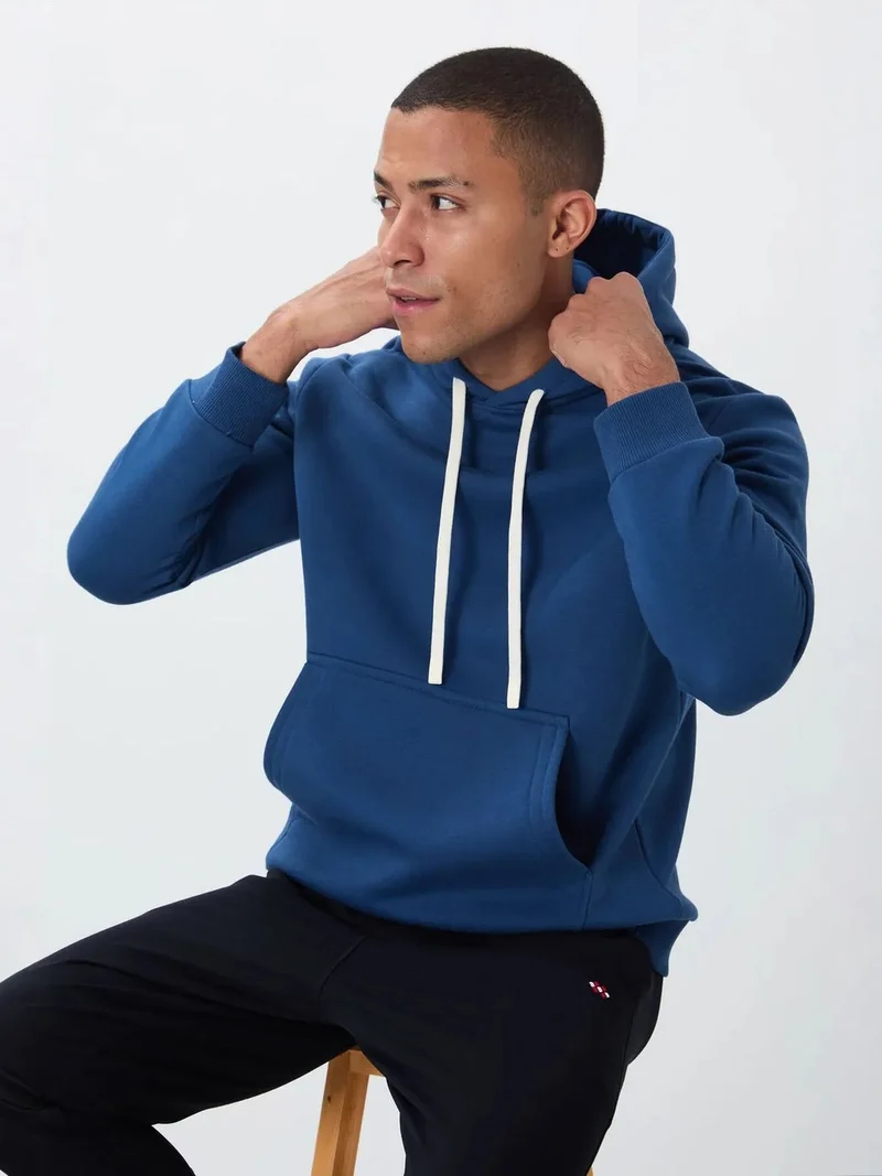تومي لايف TOMMY Men's Solid Hooded Sweatshirt With Pocket