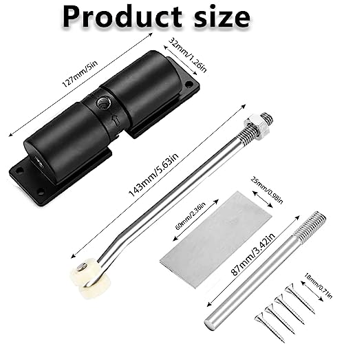 Houlibify Automatic Door Closer, Zinc Alloy Safety Spring Door Closer Adjustable 30 kg Closing Door Hinge (Black) - Image 2
