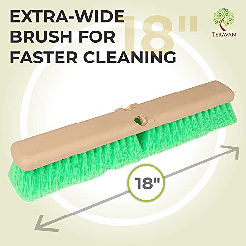 Teravan Green Obround Flow Through Scrub Brush for Cleaning-Car Wash Brush with Very Soft Bristles-Cleaning Brush for RVs, Trucks, Boats, Windows and Floors (18-Inch) - Image 3