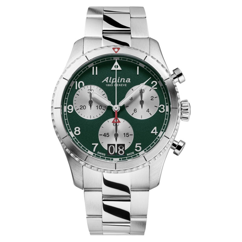 Alpina Men's Startimer Chronograph Big Date Swiss Quartz Stainless Steel Sapphire Crystal Watch, 41mm - Image 4