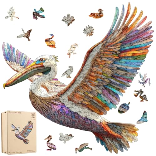Mys Aurora Wooden Puzzles for Adults Cormorant Bird Jigsaw Puzzles300 Pieces 5MM Thick Unique Shaped Cormorant Bird Puzzle Family Game Gift for Adults and Kids 156 x 154 Inch - Image 1