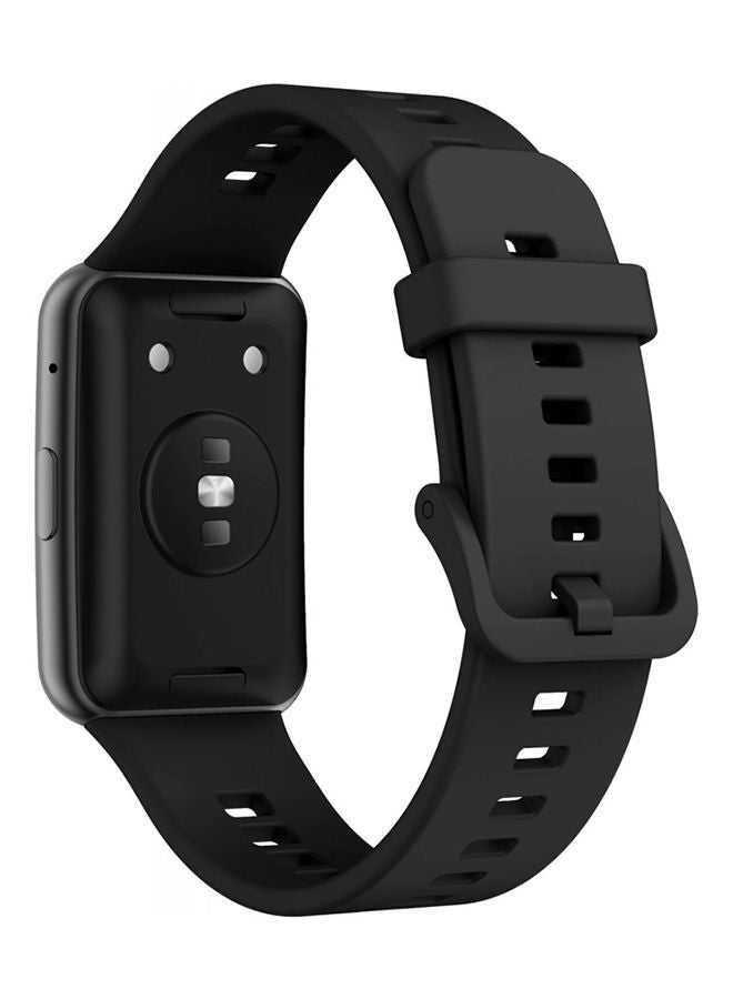 اليشمك سوار رياضي بديل من السيليكون المرن لساعة هواوي فيت الذكية الرياضية أسود - Image 2