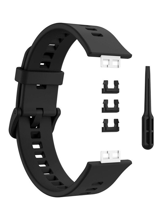 اليشمك سوار رياضي بديل من السيليكون المرن لساعة هواوي فيت الذكية الرياضية أسود - Image 3