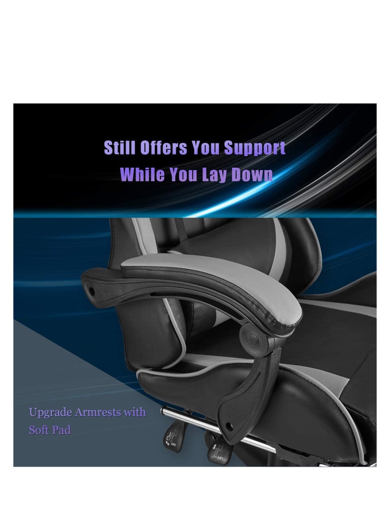 زويهاو كرسي الألعاب كرسي مكتب مريح كرسي الكمبيوتر مع كرسي الكمبيوتر المصنوع من جلد البولي يوريثان ثلاثي الأبعاد مع مسند للقدمين - Image 5