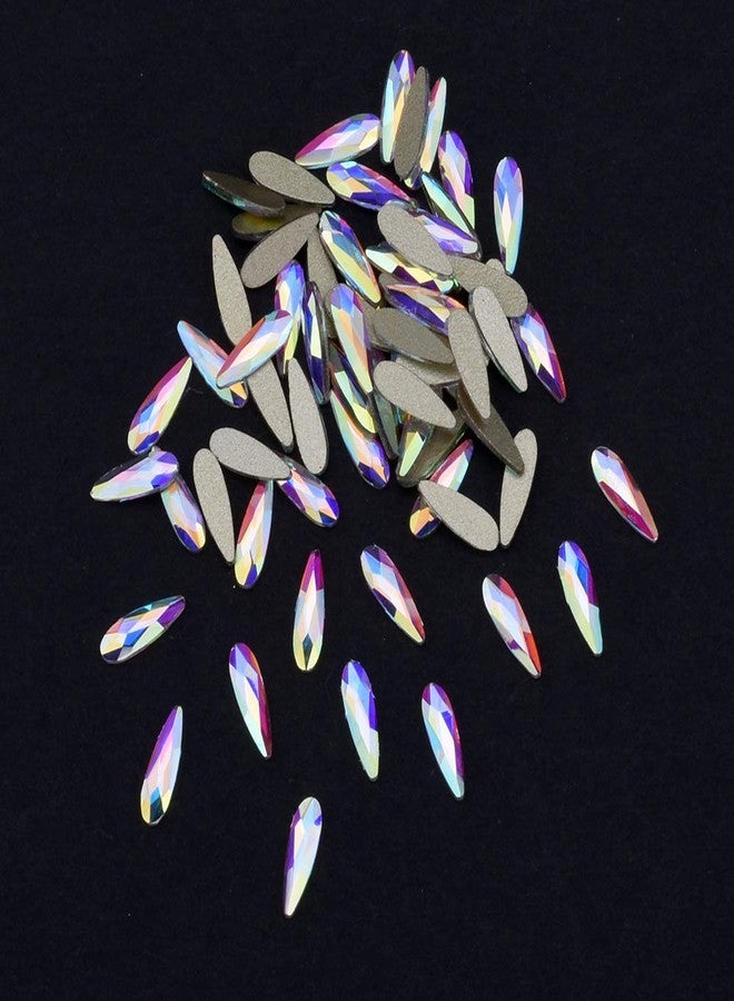 Tisslan 100pcs Mix 3 Sizes Glass Crystal AB Raindrop Shape Flat Back 3D Nail Rhinestones Jewels Decoration Accessories Supplies - Image 5