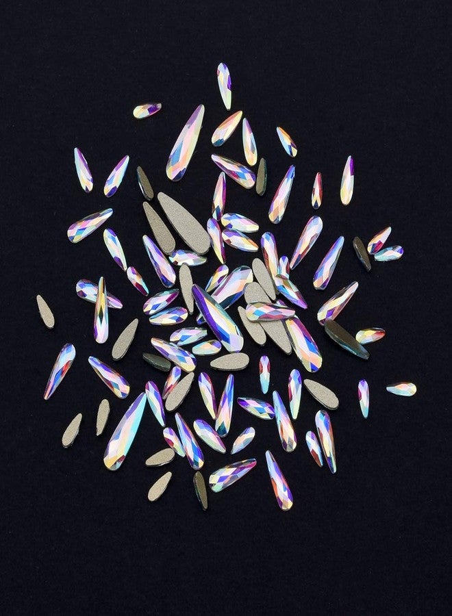 Tisslan 100pcs Mix 3 Sizes Glass Crystal AB Raindrop Shape Flat Back 3D Nail Rhinestones Jewels Decoration Accessories Supplies - Image 3