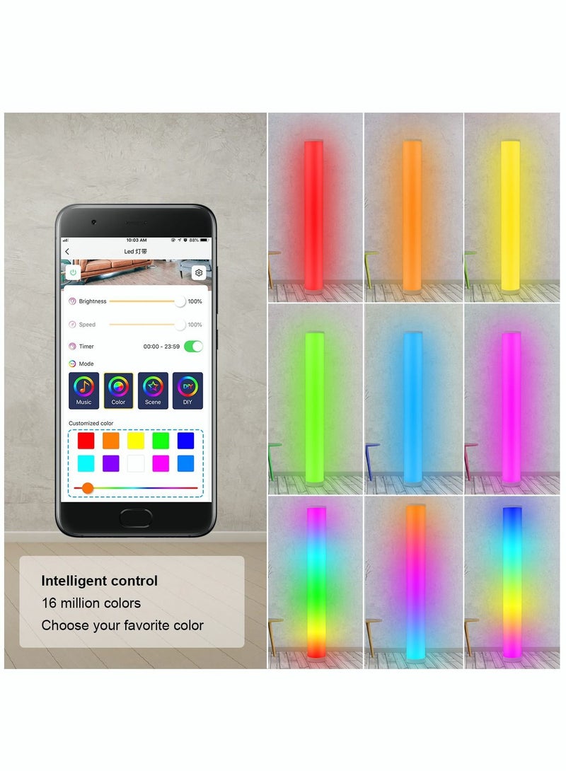 MITOYO Smart Bluetooth APP Atmosphere Night Light Voice Control Music Sync DIY Cylinder Floor Lamp For TV Bedroom Game Room Bar Decora Multicolor 1040x128 mm  - Image 5