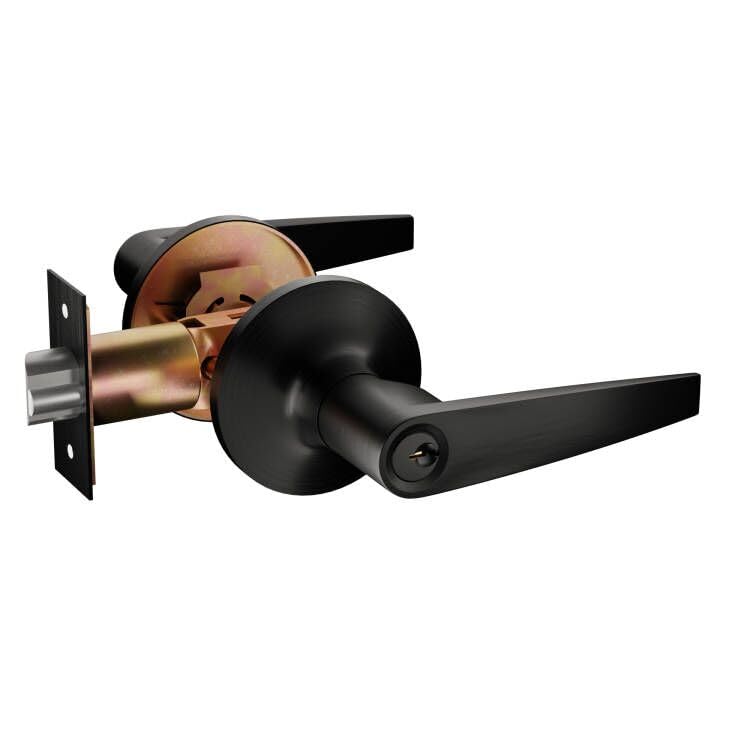 MANREN 1 Pack of MANREN Lever Keyed Entry Door Lever Handle Lock, Universal Door Knob Hardware, Entrance Version,Black Color (MR802ET-B) - Image 2