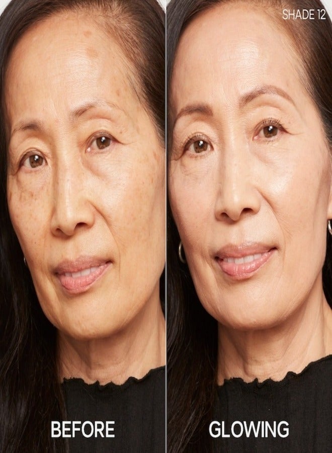 SAIE  Glowy Super Skin Tint Foundation with Hyaluronic Acid , 12 Light Medium Cool Undertones 30ml - Lightweight, Hydrating Coverage - Image 2