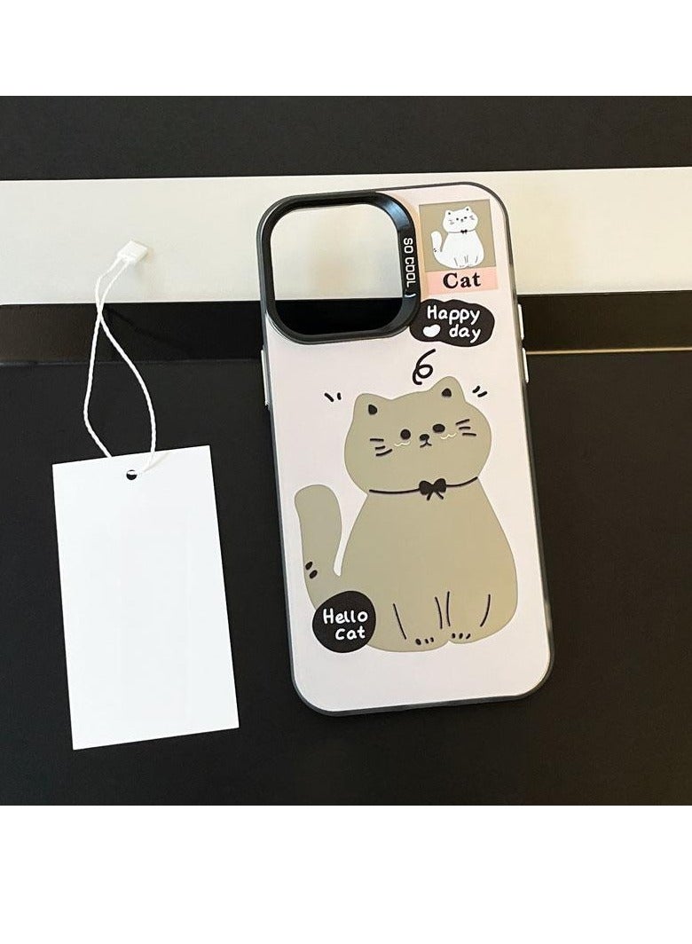 NIBEMINENT Cool Animals Protective TPU Case Cover For iPhone 16 Pro Max, Hollow Hello Cat