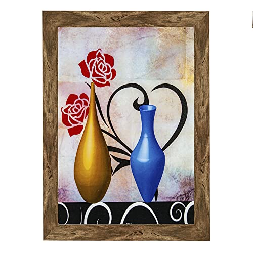 Indianara Set of 3 Multi Colored Flowers in the Pot Framed Art Painting (2572WNT) without glass 6 X 13, 10.2 X 13, 6 X 13 INCH - Image 5
