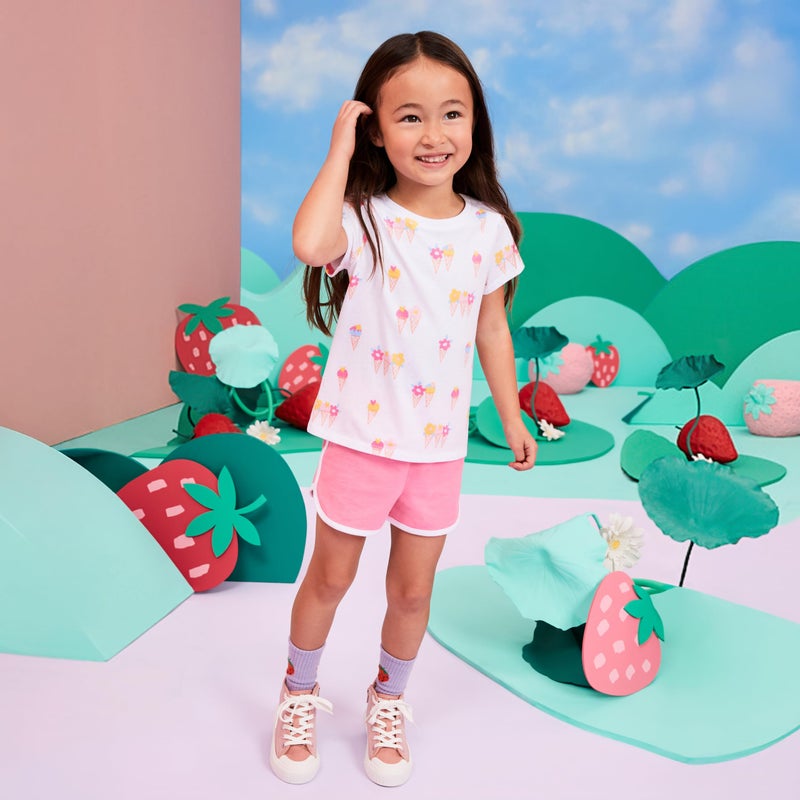 Garanimals Baby & Toddler Girl Ice Cream Tees - Short Sleeve Tees - Kid's Casual Crew Neck - Size 2T - White, Pink, Blue - 4 Pack - Image 2