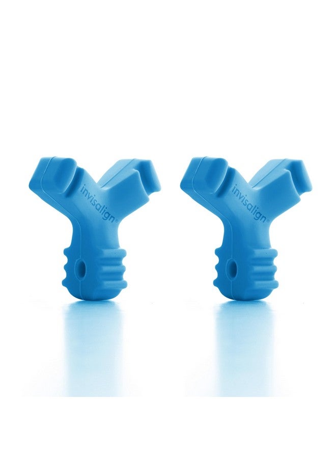 تقويم إنفزلاين طقم مقاعد تقويم الأسنان Invisalign Munchies EPS مع حاملات تثبيت، وقطع مضغ تقويم الأسنان (عبوة من قطعتين) (أزرق) - Image 1