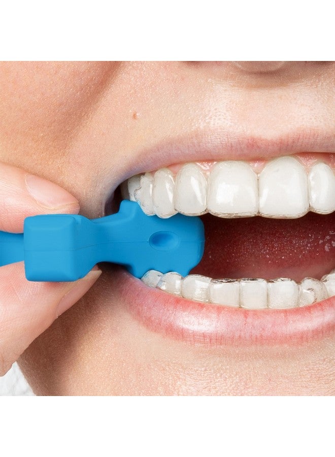 تقويم إنفزلاين طقم مقاعد تقويم الأسنان Invisalign Munchies EPS مع حاملات تثبيت، وقطع مضغ تقويم الأسنان (عبوة من قطعتين) (أزرق) - Image 3