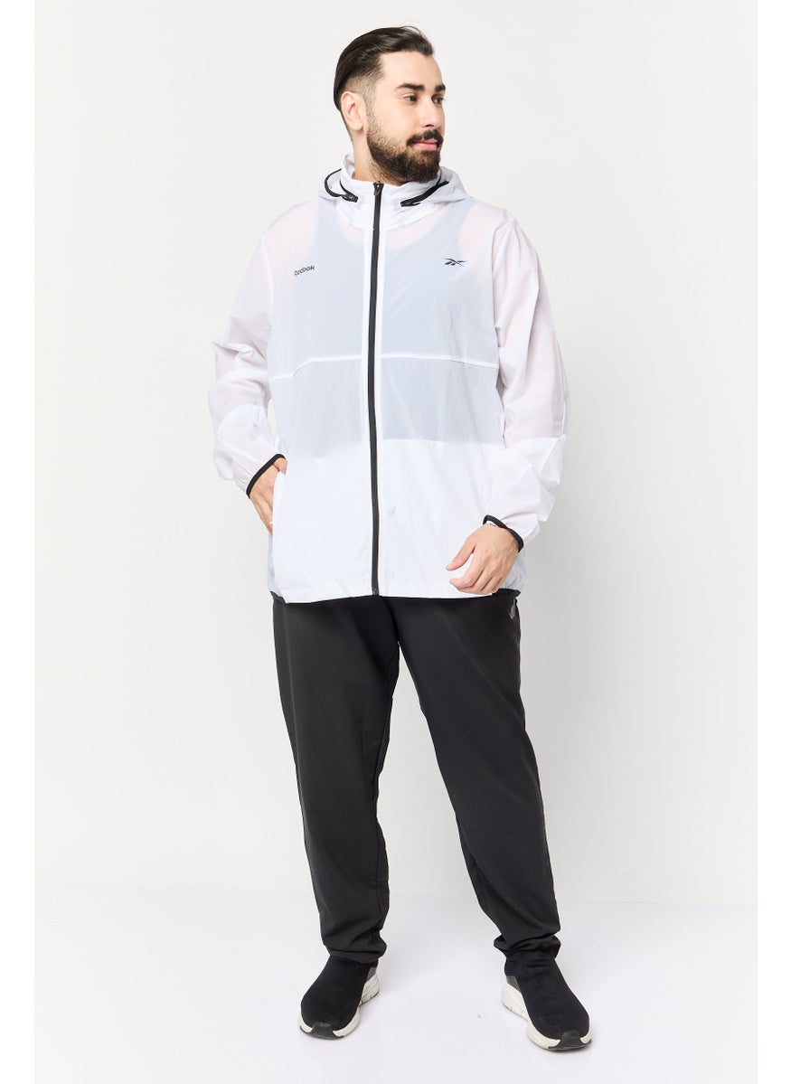 Reebok Men Sportswear Fit Training Hooded Sweatshirt, White  - Image 3