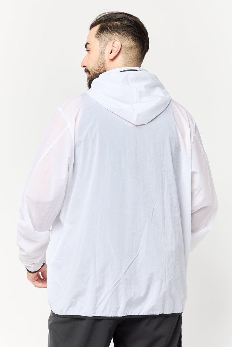 Reebok سويت شيرت رياضي للرجال بغطاء رأس، أبيض - Image 4