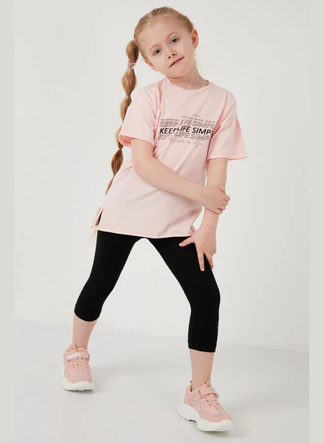 Lela Lela Cotton Crew Neck Short Sleeve Tights Top-Bottom Set Girls SET 6212007