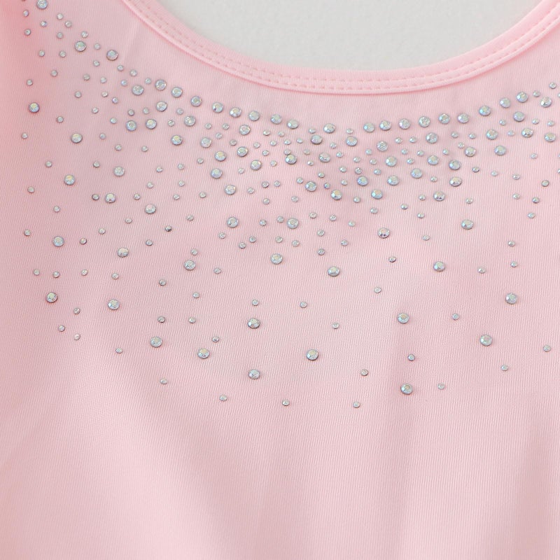 KARETT Toddler Ballet Leotard with Snap Glitter Ballerina Outfit Criss-Cross Long Sleeve Pink Tutu Dress for Girls 4-5 Years - Image 3