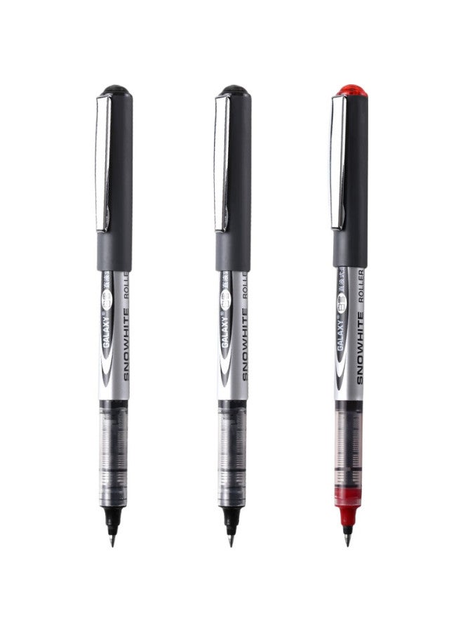 Snowhite Pvr-155 Rollerball Pen, Direct Liquid Type, Quality Bullet Tip, Mixed Colors, Black 10 Red 2, Student Office Gel Pen, Signature Pen, Ink Pen, 0.5Mm, 12 Pens/Box - Image 2