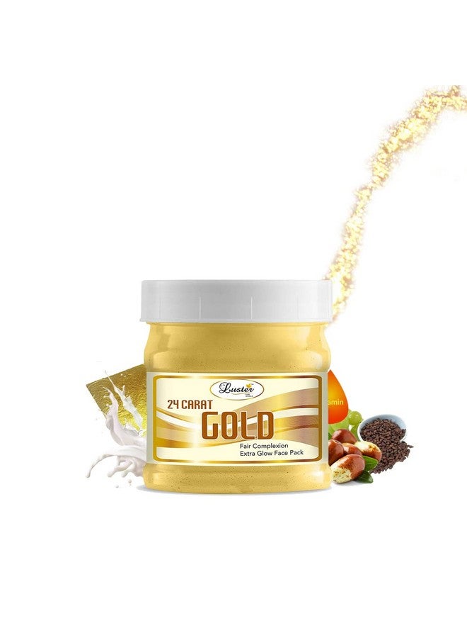 لاستر حزمة الوجه الذهبية 24 قيراطًا حزمة الوجه للبشرة الفاتحة والمضيئة للبشرة الدهنية والجافة حزمة الوجه للنساء والرجال جميع أنواع البشرة (خالية من البارابين والكبريتات) 500 جرام - Image 1