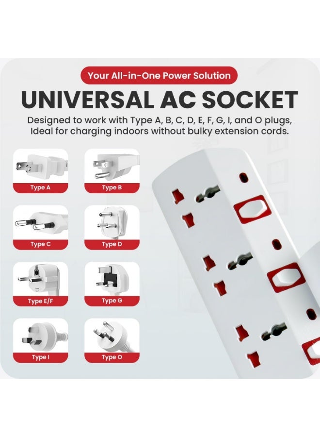 ADMORE Multi Socket Power Adapter Multi-Plug Extension, Extender Wall 4 way T-shape Universal Wall Charger, Multiple Electrical Outlet Adaptor for Home, Office - Image 4