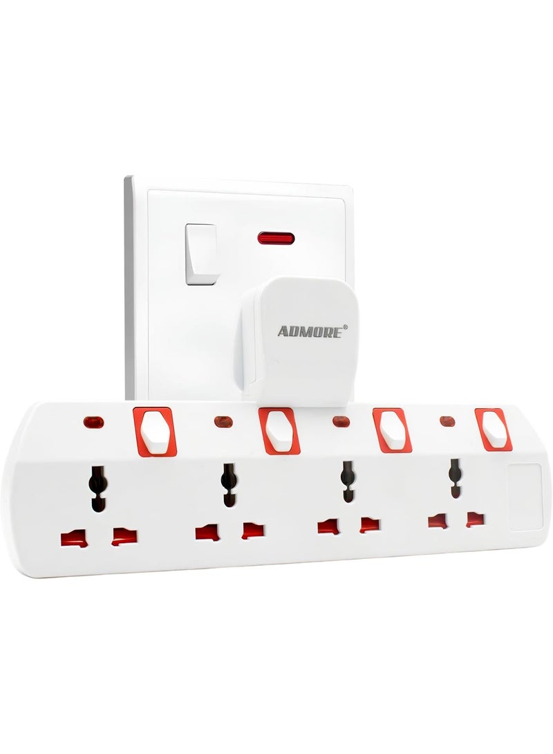 ADMORE Multi Socket Power Adapter Multi-Plug Extension, Extender Wall 4 way T-shape Universal Wall Charger, Multiple Electrical Outlet Adaptor for Home, Office - Image 2