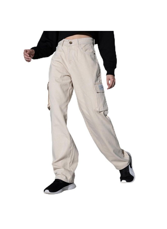 Hubberholme - Hubberholme Women's Dad Fit Cargo Jeans (Offwhite, 36) - Image 1