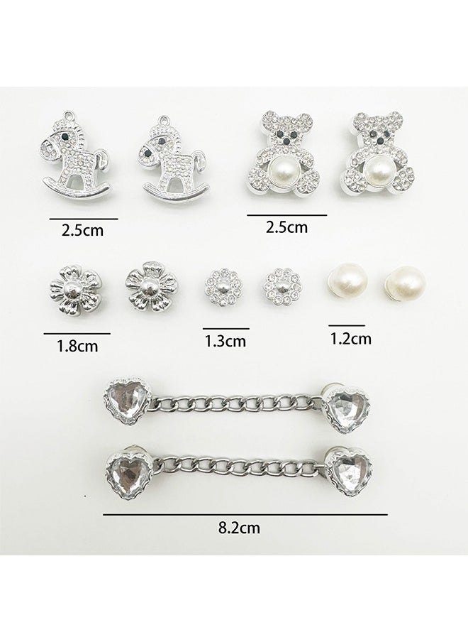 HY 12 PCS Bling Shoe Charms, Pearl Diamond Chain Shiny Little Bear Charms Decoration, Favors Gifts for Birthday Party  - Image 2