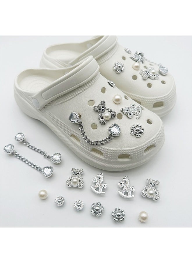 HY 12 PCS Bling Shoe Charms, Pearl Diamond Chain Shiny Little Bear Charms Decoration, Favors Gifts for Birthday Party  - Image 4