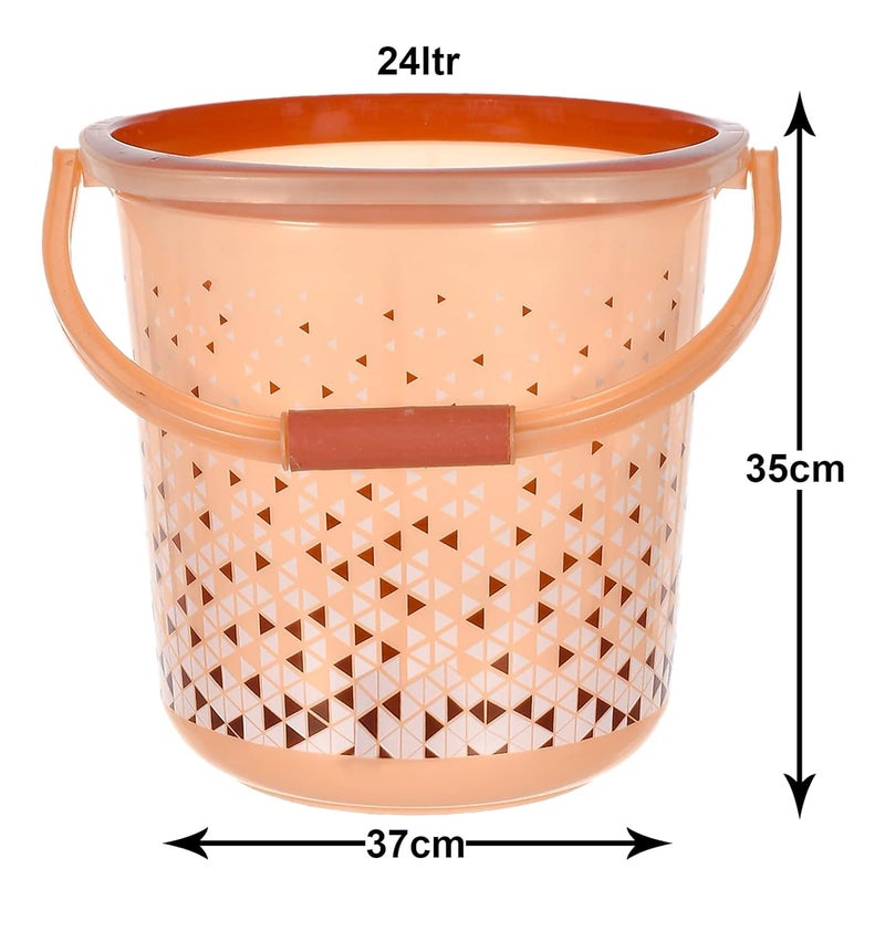 Kuber Industries Multiuses Tinted Print Plastic Bucket with Handle 24 litre Brown46KM0347 Standard - Image 4