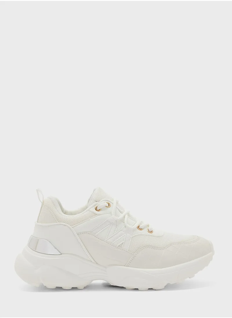 جينجر Croc And Texture Wedge Sneaker